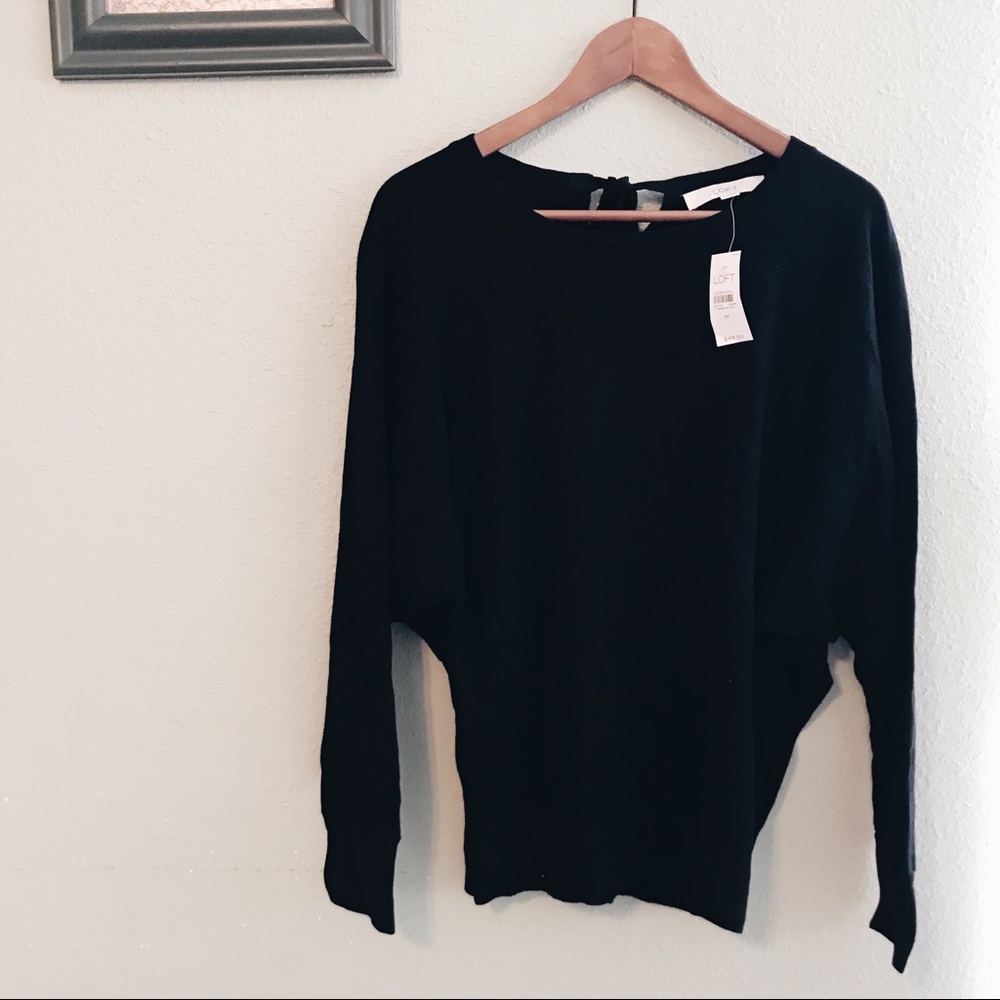 NWT LOFT Black Dolman Sleeve Sweater SZ M